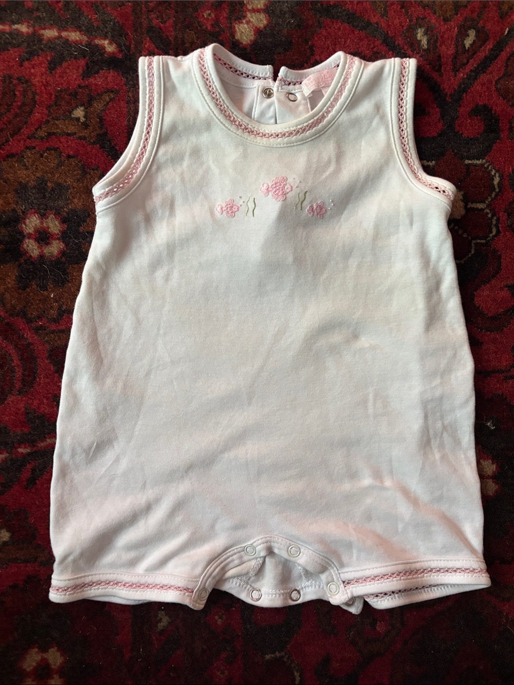 Kissy Kissy White and Pink Sleeveless Baby One-Piece Romper